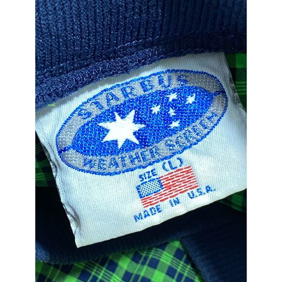 Vintage Starbus Weather Screen Green Plaid The Florida Club Pullover Large USA - Picture 5 of 10